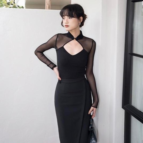 Black Chinese/Asian style top - Picture 3 of 5